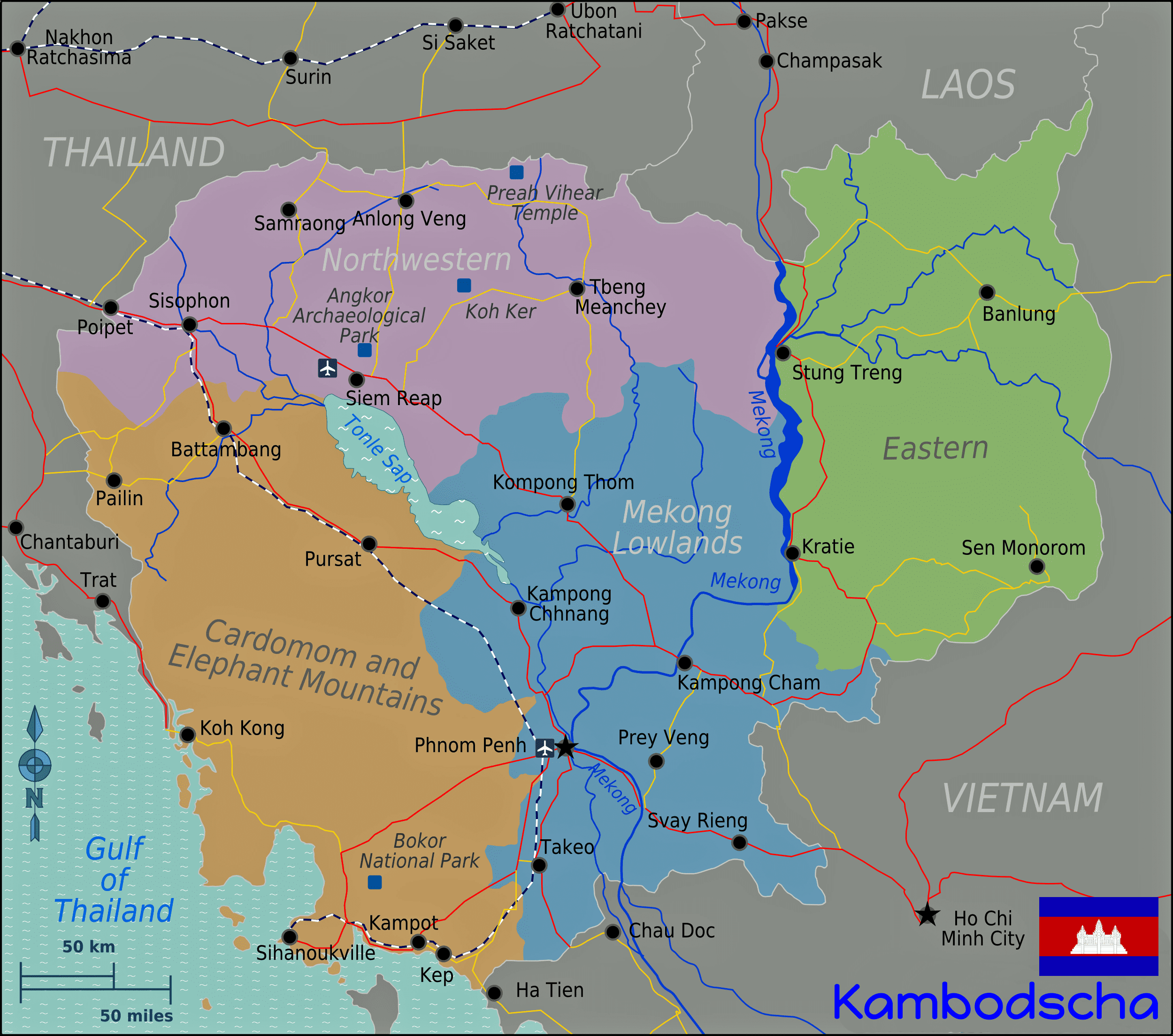 Vietnam Tours - Karte von Kambodscha